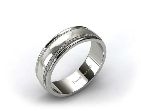 Platinum 8mm Milgrained Edge Comfort Fit Wedding Band